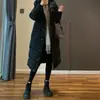 Chaqueta de plumón de invierno de longitud media para mujer de alta gama, a prueba de tres (agua, viento, suciedad), chaqueta acolchada de plumón de ganso de nicho para mujer