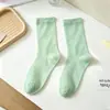 Calcetines de Lunares con Borde Fruncido para Mujer, Calcetines de Algodón Blanco Leche Puro hasta la Mitad de la Pantorrilla, Estilo Coreano Verano y Otoño, Estilo Ballet, Calcetines Holgados de Moda