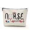Nueva Bolsa de Maquillaje Creativa para Enfermera Bolsa con Cremallera Impermeable Lino Fino Bolsa de Almacenamiento Cosmético Bolsa de Regalo al por Mayor Carta