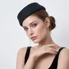 Sombrero de azafata estilo Hepburn francés, boina lisa, bombín de lana para presentaciones en recepción, sombrero elegante vintage para salidas