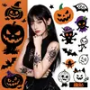 Pegatinas de Tatuaje de Halloween para Niños Caricatura Calabaza Maquillaje Pegatinas Faciales Decorativas Murciélago Maquillaje Accesorios para Eventos y Actuaciones