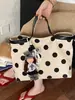 2026 Verano Nuevo Estilo Estilo Simple Lino Lunares Gran Capacidad Ligero Casual Versátil Bolso de Hombro Bolso Tote Multicompartimento