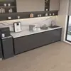 Combinación de barra de té y aparador de lujo ligero, adecuada para uso en el hogar, la oficina o la empresa, con un diseño de montaje en pared y una encimera de mármol para lavar y cortar