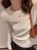 Suéter de Punto Sencillo de Cuello Redondo Ajustado de Manga Larga Calidad Tmall para Mujer