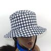 Sombrero Ala Ancha para Mujer Primavera y Otoño Cuadros Doble Cara Usable Tela Sombrero de Pescador Sombrero Cubeta Plegable Sombrero de Sol para Exteriores