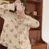 Pijama de otoño 2022 para mujer, pantalones de manga larga, cárdigan holgado, traje coreano dulce y lindo para chica, ropa de casa