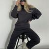 Nuevo Traje de Sudadera para Mujer Otoño e Invierno 2024 Estilo Europeo y Americano Cuello Semi-Alto Holgado Casual Ropa para el Hogar Traje de Leggings