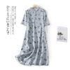 Vestido camisero de algodón y lino para mujer, estilo japonés y coreano, disponible en stock, 2024, con estampado artístico retro de lino y algodón.