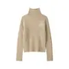 ¡Orden de comercio exterior! Ropa de mujer estilo europeo y americano, venta al por mayor para mercados transfronterizos, suéter de punto casual con textura, color liso, cuello alto, manga larga, a la moda