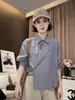 Camisa de moda con cuello estilo coreano para mujer, nuevo modelo primavera y otoño 2026, corte irregular holgado, adelgazante, versátil, elegante y rejuvenecedor