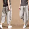Pantalones de Algodón 100% Modelo Nuevo 2026, Verano, Largo Tres Cuartos, Holgados, Finos, Algodón-Lino, Cintura Elástica, Pantalones de Pierna Ancha, Vintage, Artísticos, Versátiles