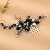 2024 Verano Amazon Tocado de Novia Peine para el Cabello de Cristal Negro Accesorio para el Cabello Peine para el Cabello Boda Mascarada Peine para el Cabello