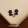 Pendientes de flores flocadas retro franceses, ligeros, de lujo, de alta gama, con temperamento de nicho, personalidad simple, pendientes versátiles de moda.