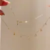 Collar de Plata de Ley S925 Estilo Japonés Estrella Luna Nebulosa Hecho a Mano Brillante Corte Diamante Cadena para Clavícula de Mujer Accesorio de Cuello Elegante Temperamento Mujer