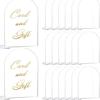Tarjeta de asiento de mesa de boda con arco semicircular en blanco transparente de acrílico con fondo cuadrado, placa de número de mesa para fiesta digital DIY