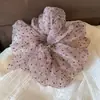Goma de Pelo de Malla con Lunares Estilo Coreano para Mujer, Elástica de Cola de Caballo de Alta Gama y Elegante, Accesorio para Moño, Flor para el Cabello, Cuerda para el Cabello
