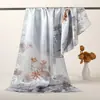Lenço Estampado de Seda 12mm para Mulheres Primavera Verão Lenço Quadrado de Seda de Amora Estilo Chinês Lenço Versátil Toque de Luxo Leve Lenço Longo