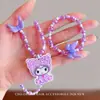 Conjunto de Colar e Pulseira Infantil, Pingente de Desenho Animado Fofo, Fio de Contas Roxas, Estilo Princesa, Acessórios de Joias para Meninas Pequenas Bebês