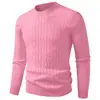 Suéter ajustado de estilo coreano para comercio exterior transfronterizo, jersey casual de cuello redondo, camiseta base fina de punto trenzado para otoño e invierno, top de punto para hombre