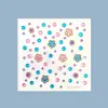 Adesivos faciais de florzinhas tridimensionais rosa e azuis com borda dourada e strass redondos, adesivos autoadesivos para maquiagem dos olhos para festas, adesivos de maquiagem com flor e strass para sobrancelha e cantos dos olhos