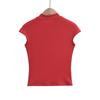 AP24044-24 primavera nuevo estilo europeo y americano color sólido simple básico cuello alto pequeño manga corta voladora ajustado top camiseta