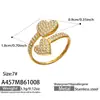 Anillo de Acero Inoxidable Chapado en Oro para Mujer, Estilo INS, Anillo de Dedo Índice de Alta Gama, Corazón Cruzado, Trébol de Cuatro Hojas, Completamente con Circonita