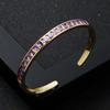 Moda Europea y Americana Serie Arcoíris Color Oro Real Chapado en Cobre Micro-incrustado Pulsera de Circonias Moda para Mujer Brazalete Abierto Accesorios