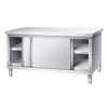 Bancada Espessada de Aço Inoxidável 304 Mesa de Preparo para Cozinha Mesa de Operação de Corte Armário de Louça Tábua de Corte com Porta de Correr Venda por Atacado