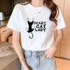 Tecido de poliéster em popular online popular verão feminino estampado novo estilo cobertura de carne barraca francesa peça única entrega camiseta
