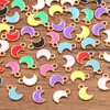 10 Colores 6X10mm Accesorios para Joyería DIY de Aleación KC Oro Esmalte Goteo de Aceite Dijes Colgante de Luna Colgante