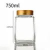 Garrafa de Mel Espessa Sem Chumbo, Pote de Vidro Transparente Estilo Novo, Recipiente Selado, Meio Quilo, Um Quilo, Dois Quilos, Garrafas para Embalagem em Atacado