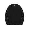 Moletom Dengjie Masculino 300g com Listras Verticais Color Block de Manga Longa para Homens, Suéter Jacquard Costeletado Solto de Outono, Caimento Solto Gola Redonda