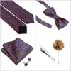 Conjunto de Gravata Masculina, Acessórios para Terno de Negócios, Gravata Vinho de Alta Qualidade com Padrão Paisley, Mais Vendido Transfronteiriço