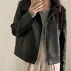 Chic coreano Hermosa chica genial Chaqueta de cuero para motocicleta Ropa de abrigo Chaqueta de cuero