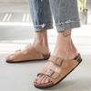 Zapatillas Nuevas 2022 para Hombre Verano Tendencia Británica Zapatillas de Corcho Antideslizantes Sandalias para Exterior Cuero Genuino Zapatillas para Pareja