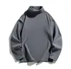 Sudadera de manga larga para hombre, otoño e invierno, cuello alto, color liso, elástica, secado rápido, holgada y cálida, para deportes y uso casual, marca de moda