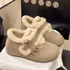 Botas de neve estilo Birkenstock com sola grossa para mulheres, 2026, tendência e estilosas, quentes de inverno, forradas com fleece, mocassins com velcro