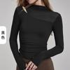 Malla hueca para yoga, ropa de manga larga para mujer, cinturón con almohadilla para el pecho, top deportivo plisado para pilates, deportes, running, fitness, manga larga