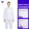 Vestuário de trabalho em poliéster com bolsos para fábricas de alimentos, uniformes de trabalho à prova de poeira e respiráveis para plantas de processamento de lanches