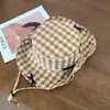 Sombrero de Senderismo a Cuadros con Lazo para Mujer, Sombrero de Pescador con Protección Solar de Verano, Sombrero de Sol de Ala Ancha, Sombrero para Deportes al Aire Libre, Venta Directa de Fábrica