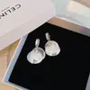 Brincos Redondos de Temperamento Francês Novos Transfronteiriços Agulha de Prata Leve Luxo Moda de Ponta Versátil Design de Nicho