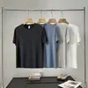 Camiseta casual de alta qualidade, fio original, toque fresco para esportes ao ar livre, secagem rápida, respirável e elástica, para corrida e treino, gola redonda, manga curta