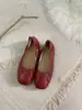 Zapatos de Salón Individuales para Mujer Estilo Francés Bailarinas Primavera y Otoño Zapatos Rojos de Boda Zapatos para Dama de Honor Zapatos Tipo Frijol Slip-on Zapatos para Mujer