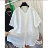 Camiseta de Manga Corta de Moda con Dobladillo de Encaje para Mujer, Nuevo Estilo Europeo Primavera/Verano 2026, Top Casual Popular Versátil