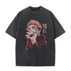 Tamanho Europeu Transfronteiriço Estampa de Anime Japonês Algodão Oversize Masculino Vintage t