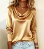 2025 Amazon Plataforma Independiente Transfronteriza Camisa Versátil de Commuter para Primavera y Otoño con Cuello Drapeado y Mangas Largas para Mujer