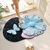 Tapete de piso de tierra de diatomeas con diseño de mariposa y flores, absorbente de agua y resistente a la suciedad, adecuado para puertas de entrada, fácil de limpiar, tapete antideslizante para uso doméstico