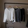 [Bizheng] Novo 2024 Inverno Coreano Renda Decote V Slim Lã Plissada Camisa Base para Mulheres 3024