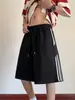 Pantalones Cortos Deportivos de Talla Grande 150 kg Estilo Americano con Tres Rayas para Hombres y Mujeres, Shorts Casuales de Verano, Pantalones Anchos Sueltos y Versátiles