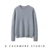 Suéter de cachemira 100% puro con cuello redondo para mujer, otoño e invierno, jersey cálido de manga larga, tejido de punto de cachemira, estilo grueso para usar debajo